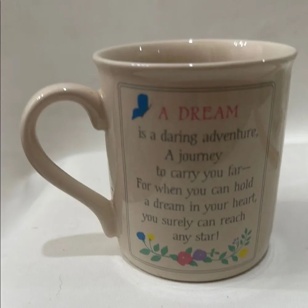 Hallmark Cream Mug 8 Oz Dream-Inspired Inspirational Floral Butterfly Design
